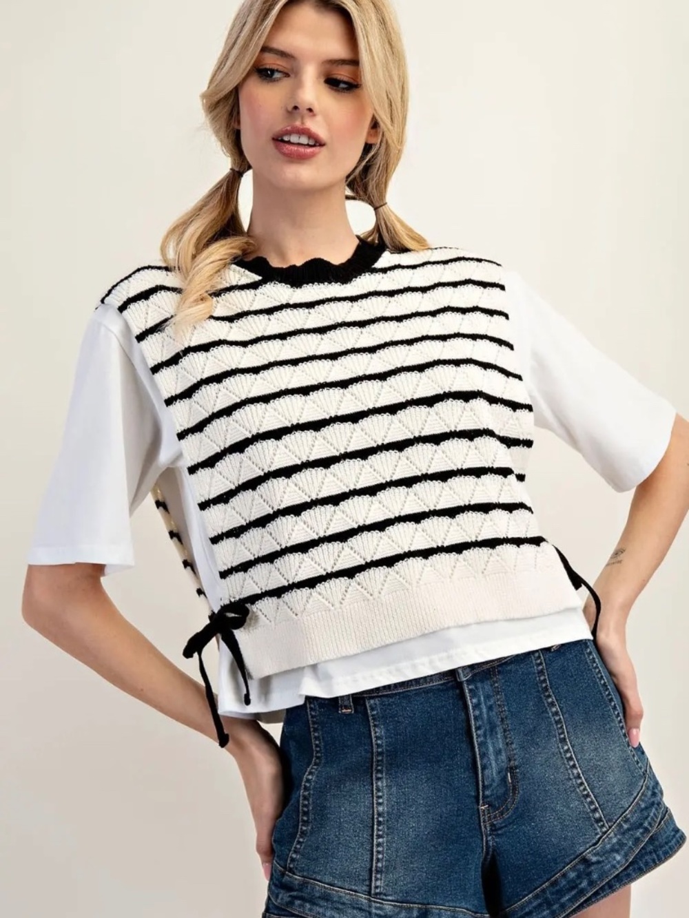 NWT Layered Striped Sweater Top